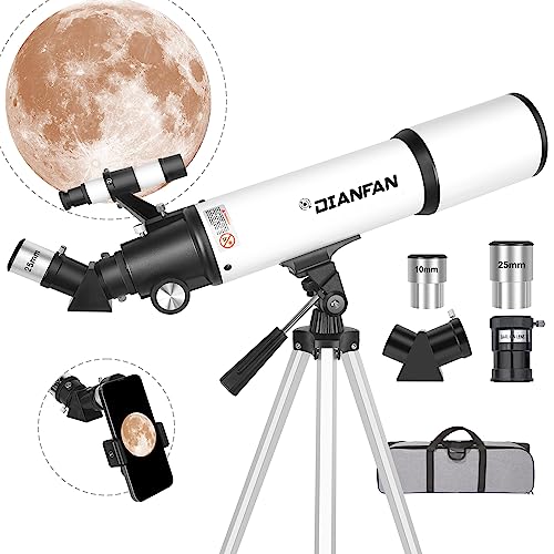 Recensione Telescopio Dianfan 80mm: Perfetto per adulti e principianti, completo di treppiede e adattatore per smartphone.